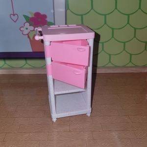 Vintage Mattel 1994 Barbie Vet Salon Rolling Cart Storage Doll House